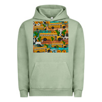 Pigment Oil Green school bus cactus sunflower Urban Hoodie - Artiststas