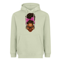Matcha afro messy bun pink leopard bow Heavyweight Hoodie - texasbilliewilder