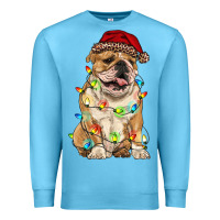 Ocean Blue christmas bulldog Premium Sweatshirt - RanaPortraitStore