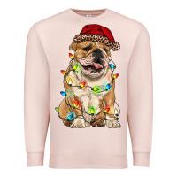 Pale Pink christmas bulldog Premium Sweatshirt - RanaPortraitStore