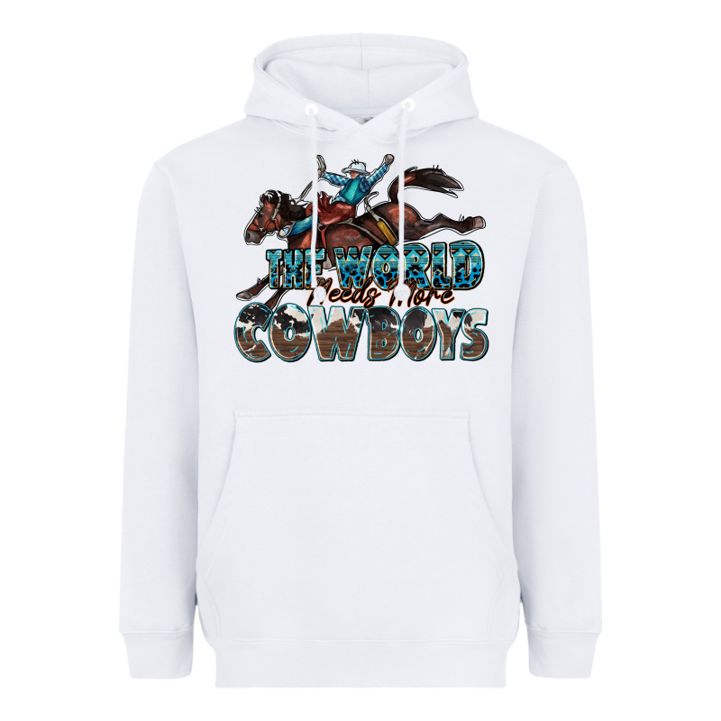 The World Needs More Cowboys Heavyweight Hoodie by Zillion Design Studio | Teevron