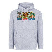 Heather Grey peace love free bird Heavyweight Hoodie - Zillion Design Studio