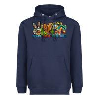 Navy peace love free bird Heavyweight Hoodie - Zillion Design Studio