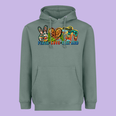Peace Love Free Bird Heavyweight Hoodie Designed By Zillion Design Studio