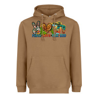 Toasted Coconut peace love free bird Heavyweight Hoodie - Zillion Design Studio