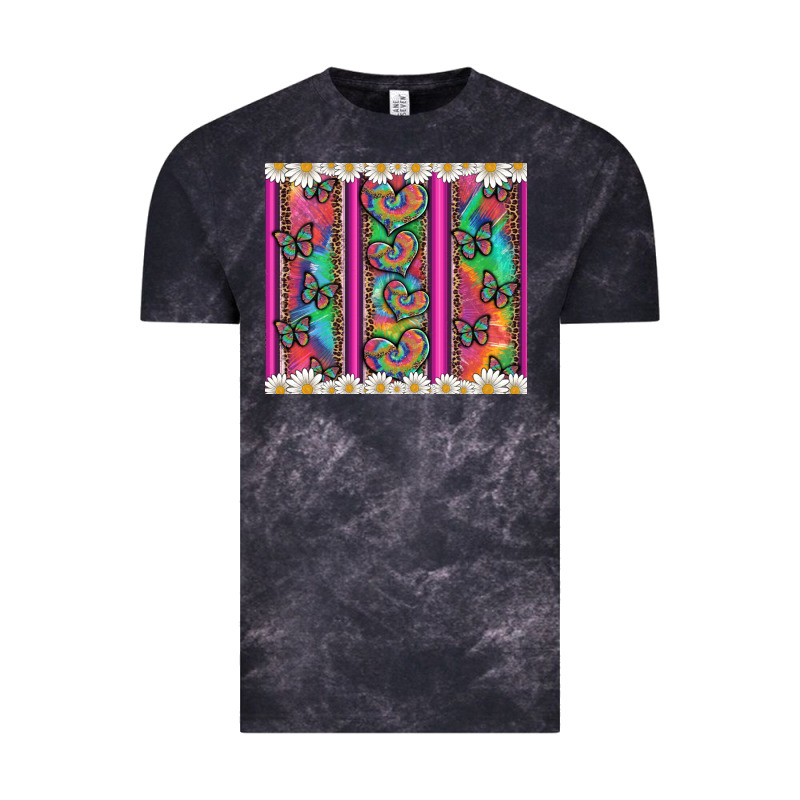 Tie Dye Hearts And Butterfly With Flowers Vintage Tee by Artiststas | Teevron