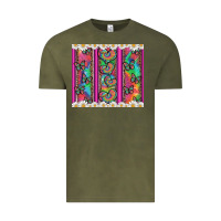 Vintage Olive tie dye hearts and butterfly with flowers Vintage Tee - Artiststas
