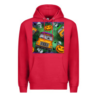 Cardinal halloween bus and pumpkin seamless pattern Premium Hoodie - BundleAndBundleShop