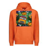 Carrot halloween bus and pumpkin seamless pattern Premium Hoodie - BundleAndBundleShop