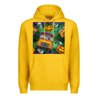 Lemon halloween bus and pumpkin seamless pattern Premium Hoodie - BundleAndBundleShop