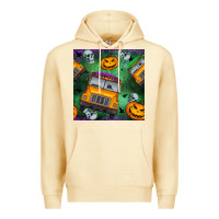 Pina Colada halloween bus and pumpkin seamless pattern Premium Hoodie - BundleAndBundleShop