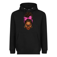 Black afro messy bun pink bow Heavyweight Hoodie - texasbilliewilder