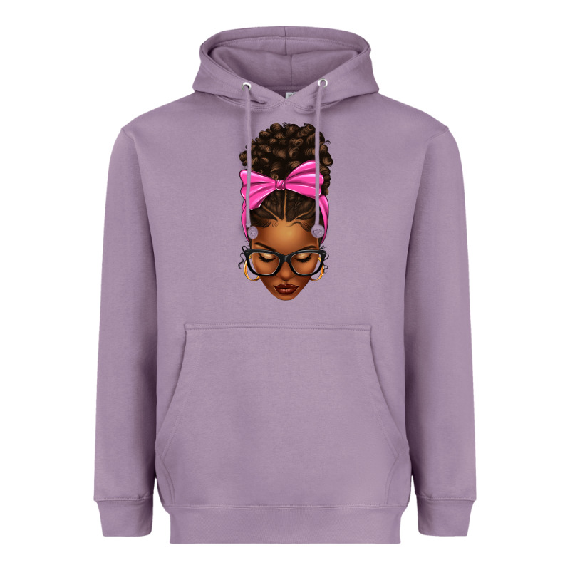 Afro Messy Bun Pink Bow Heavyweight Hoodie by texasbilliewilder | Teevron