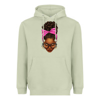 Matcha afro messy bun pink bow Heavyweight Hoodie - texasbilliewilder