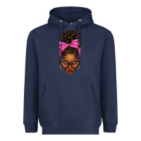 Navy afro messy bun pink bow Heavyweight Hoodie - texasbilliewilder