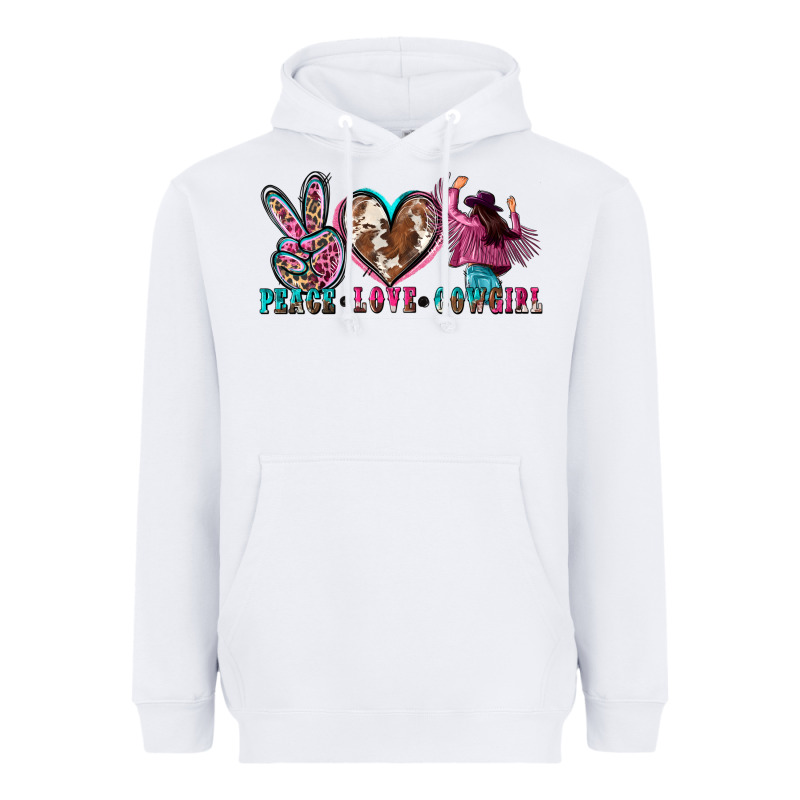 Peace Love Cowgirl Heavyweight Hoodie by Zillion Design Studio | Teevron