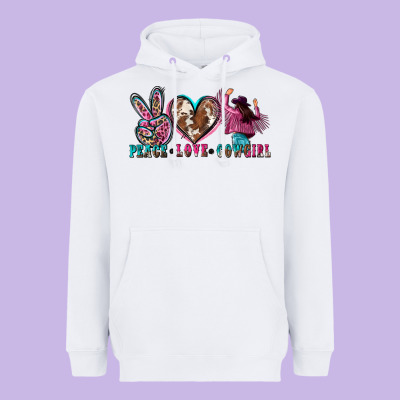 Peace Love Cowgirl Heavyweight Hoodie Designed By Zillion Design Studio