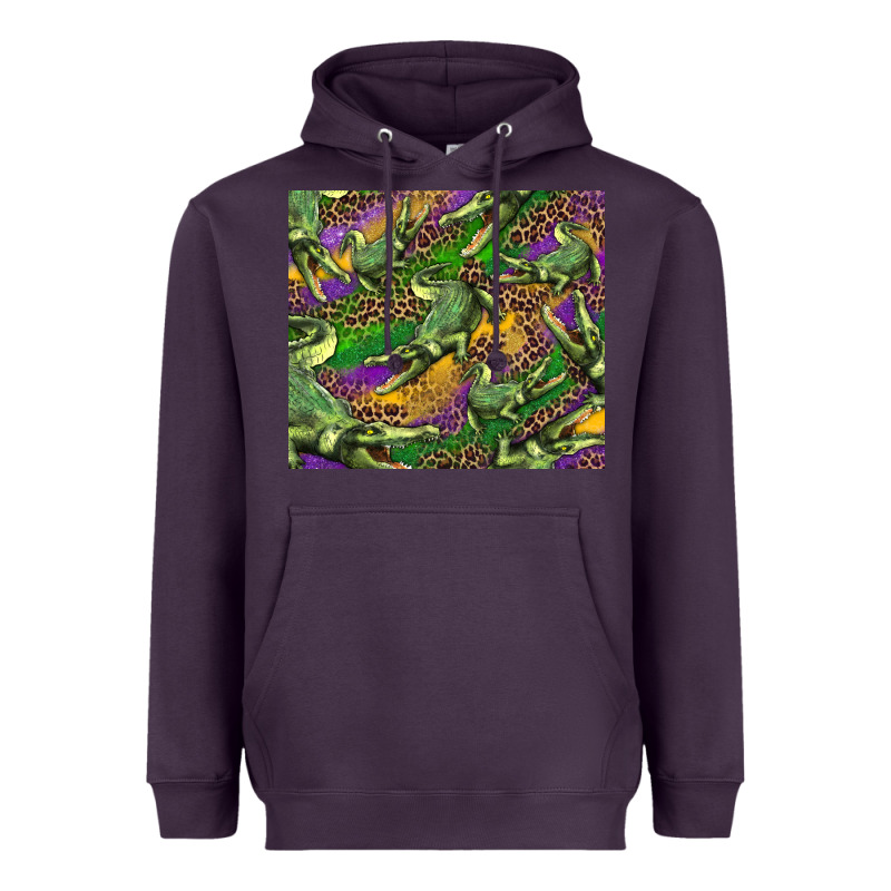 Mardi Gras Louisiana Crocodile Leopard Heavyweight Hoodie by RanaPortraitStore | Teevron