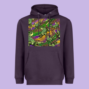 Mardi Gras Louisiana Crocodile Leopard Heavyweight Hoodie Designed By Ranaportraitstore