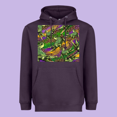 Heavyweight Hoodie mardi gras louisiana crocodile leopard