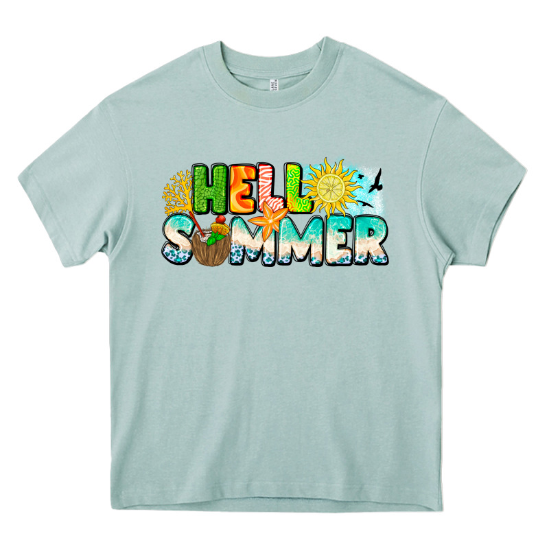 Hello Summer Heavy Core Tee by CowhideDigitalArt | Teevron