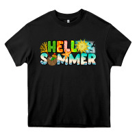 Black Hello Summer Heavy Core Tee - CowhideDigitalArt