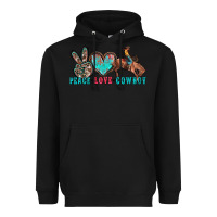 Black peace love cowboy Heavyweight Hoodie - Zillion Design Studio