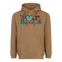 Toasted Coconut peace love cowboy Heavyweight Hoodie - Zillion Design Studio