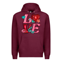 Burgundy love with balloons Premium Hoodie - AdoDesignShop