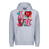 Heather Grey love with balloons Premium Hoodie - AdoDesignShop