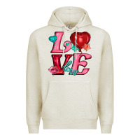 Oatmeal Heather love with balloons Premium Hoodie - AdoDesignShop
