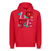 Red love with balloons Premium Hoodie - AdoDesignShop