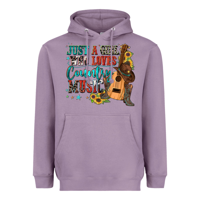 Just A Girl Who Loves Country Music Heavyweight Hoodie by Zillion Design Studio | Teevron