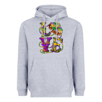 Heather Grey Mardi Gras Love With King Cake Heavyweight Hoodie - RanaPortraitStore