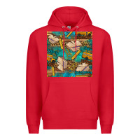 Red student delivery specialist seamless pattern Premium Hoodie - BundleAndBundleShop