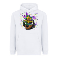 White Mardi Gras Dachshund Puppy with Mask Heavyweight Hoodie - RanaPortraitStore