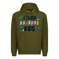 Army Green i teach ausome kids Premium Hoodie - AdoDesignShop