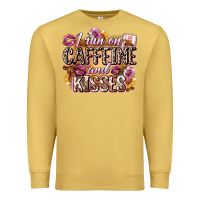 Antique Gold i run on caffeine and kisses Premium Sweatshirt - Zillion Design Studio