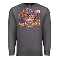 Charcoal Heather i run on caffeine and kisses Premium Sweatshirt - Zillion Design Studio