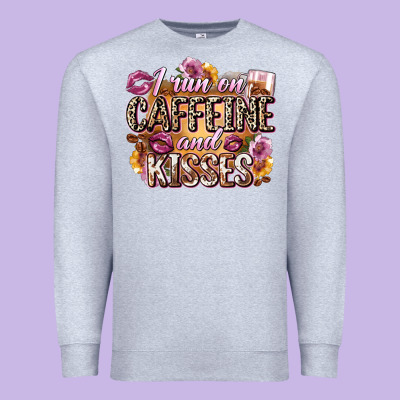 I Run On Caffeine And Kisses Premium Sweatshirt Designed By Zillion Design Studio