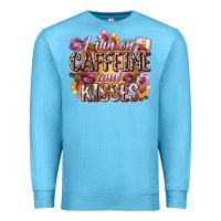 Ocean Blue i run on caffeine and kisses Premium Sweatshirt - Zillion Design Studio