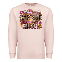 Pale Pink i run on caffeine and kisses Premium Sweatshirt - Zillion Design Studio