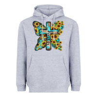 Heather Grey faith sunflower cross Heavyweight Hoodie - Zillion Design Studio