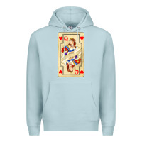 Blue Mist love playing cards queen Premium Hoodie - AdoDesignShop