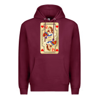 Burgundy love playing cards queen Premium Hoodie - AdoDesignShop