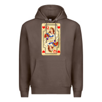 Coffee love playing cards queen Premium Hoodie - AdoDesignShop