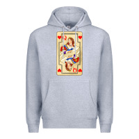 Heather Grey love playing cards queen Premium Hoodie - AdoDesignShop
