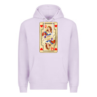 Lilac love playing cards queen Premium Hoodie - AdoDesignShop