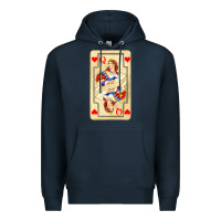 Navy love playing cards queen Premium Hoodie - AdoDesignShop