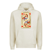 Oatmeal Heather love playing cards queen Premium Hoodie - AdoDesignShop